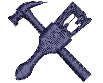 Embroidery Design: Hammer and Paintbrush<br> 1.43w X 1.38h