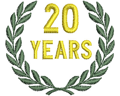 Embroidery Design: 20 Years<br> 1.76w X 1.52h