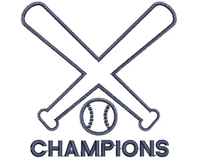 Embroidery Design: Baseball Champions <br> 3.37w X 3.37h