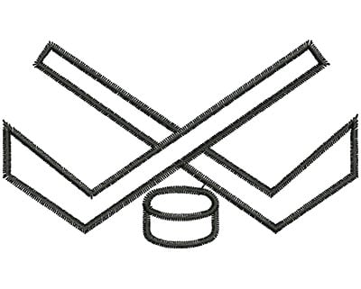Embroidery Design: Crossed Hockey Sticks<br> 3.58w X 2.11h