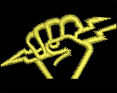 Embroidery Design: Hand with Thunderbolt<br> 1.36w X 0.76h | Embroidery Legacy Embroidery Design: Hand with Thunderbolt<br> 1.36w X 0.76h