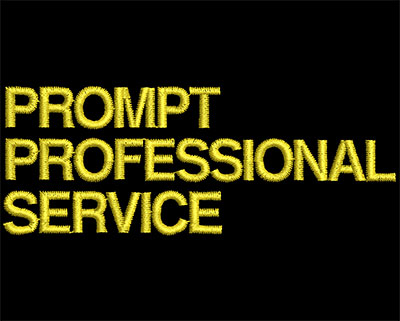 Embroidery Design: Prompt Professional Service<br> 3.73w X 1.42h