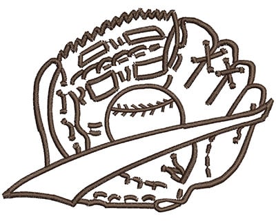 Embroidery Design: Baseball in Glove<br> 4.00w X 3.02h