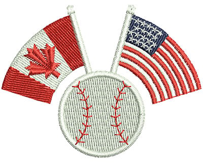 Embroidery Design: US Canadian Baseball<br> 2.30w X 1.76h