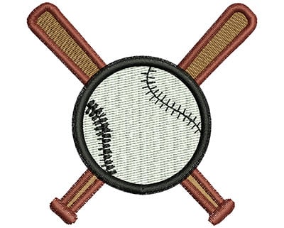 Embroidery Design: Baseball and Bats<br> 2.69w X 2.60h