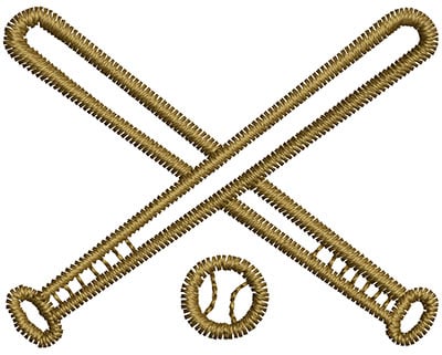 Embroidery Design: Crossed Bats<br> 1.44w X 1.13h
