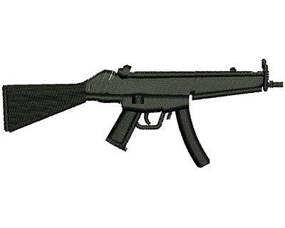 Embroidery Design: Machine Gun<br> 4.02w X 1.56h