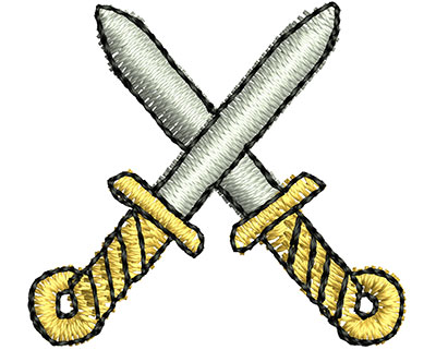 Embroidery Design: Crossed Knives<br> 1.08w X 0.98h
