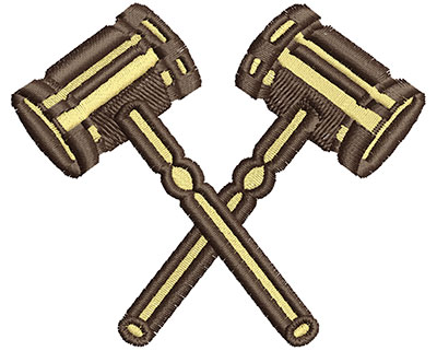 Embroidery Design: Crossed Judge Gravels<br> 2.90w X 2.41h