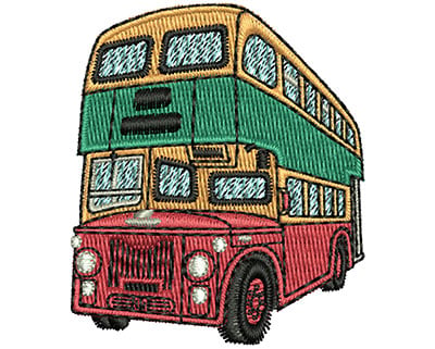 Embroidery Design: Double Decker Bus<br> 1.73w X 2.02h
