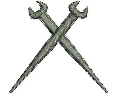 Embroidery Design: Crossed Wrenches<br> 2.06w X 1.93h