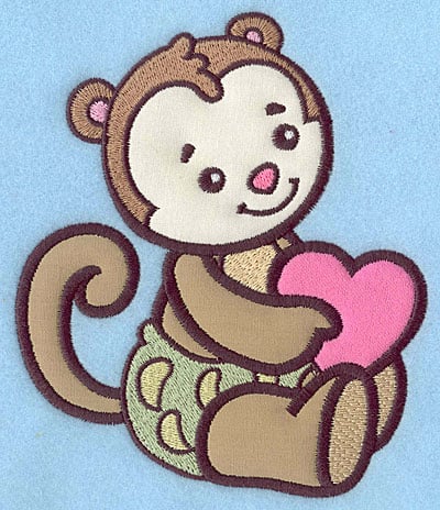 Embroidery Design: Baby Monkey applique<br> 5.84w X 4.99h
