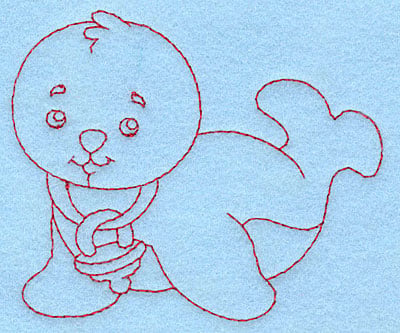 Embroidery Design: Baby Seal redwork<br>3.85w X 3.29h