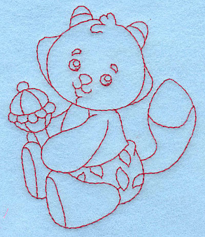 Embroidery Design: Baby Fox redwork<br> 3.28w X 3.88h