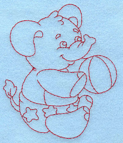 Embroidery Design: Baby Elephant redwork<br> 3.27w X 3.87h