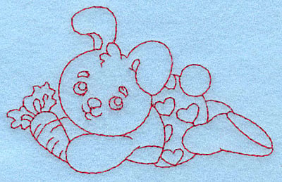 Embroidery Design: Baby Bunny redwork<br> 3.89w X 2.47h