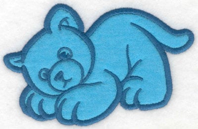 Embroidery Design: Crouching kitty applique<br>5.00w X 3.25h