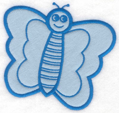 Embroidery Design: Butterfly happy face applique<br>5.00w X 4.75h