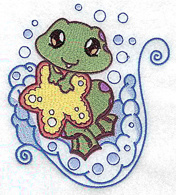 Embroidery Design: Bubble bath frog large<br> 4.43w X 4.96h | Embroidery Legacy Embroidery Design: Bubble bath frog large<br> 4.43w X 4.96h