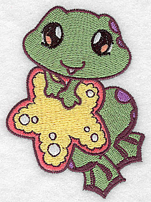 Embroidery Design: Frog with starfish<br> 2.69w X 3.84h