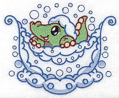 Embroidery Design: Bubble bath alligator large<br> 4.97w X 4.07h