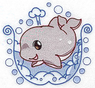 Embroidery Design: Bubble bath whale large<br> 4.96w X 4.59h