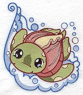 Embroidery Design: Bubble bath turtle large<br> 4.31w X 4.96h