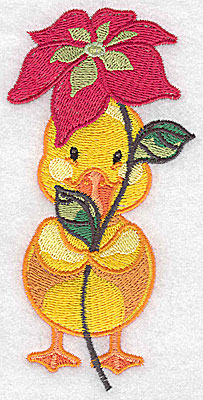 Embroidery Design: Duck with flower large<br> 2.48w X 4.98h