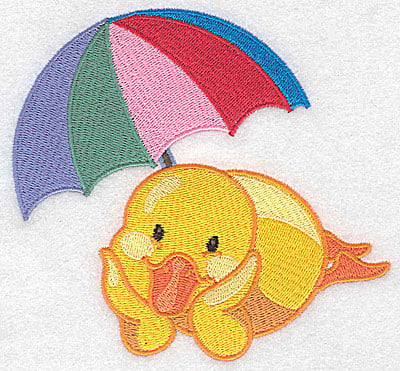 Embroidery Design: Duck with umbrella large<br> 4.99w X 4.69h