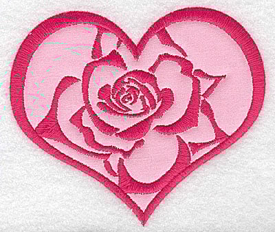 Embroidery Design: Heart with rose large applique<br> 4.99w X 4.25h | Embroidery Legacy Embroidery Design: Heart with rose large applique<br> 4.99w X 4.25h