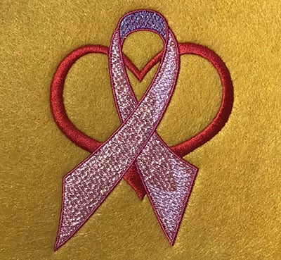 Embroidery Design: Breast Cancer Mylar Motif<br> 3.75w X 4.92h