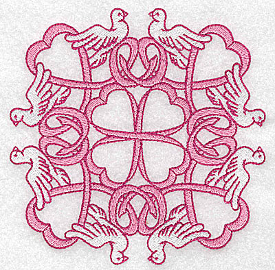 Embroidery Design: Ribbons and doves large<br> 4.95w X 4.95h