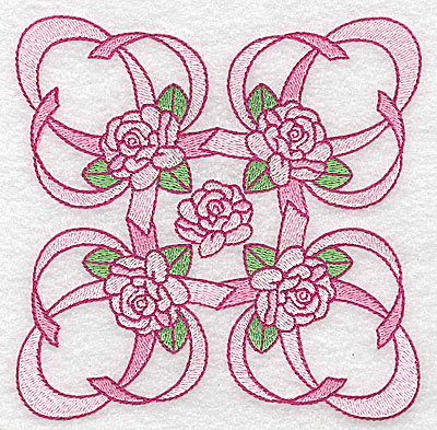Embroidery Design: Ribbons and roses large<br> 4.93w X 4.93h