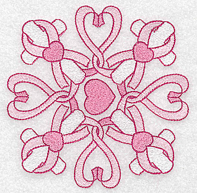 Embroidery Design: Ribbons hearts and crosses large<br> 4.94w X 4.94h