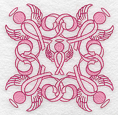 Embroidery Design: Ribbons and angels large<br> 4.95w X 4.95h