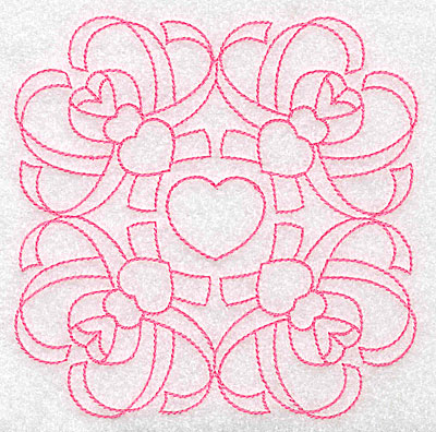 Embroidery Design: Ribbons and hearts rework large<br> 4.96w X 4.97h