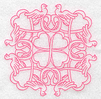 Embroidery Design: Ribbons and doves rework large<br> 4.95w X 4.95h