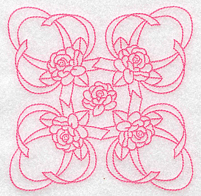 Embroidery Design: Ribbons and roses rework large<br> 4.93w X 4.93h