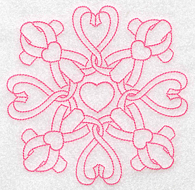 Embroidery Design: Ribbons hearts and crosses redwork large<br> 4.98w X 4.98h