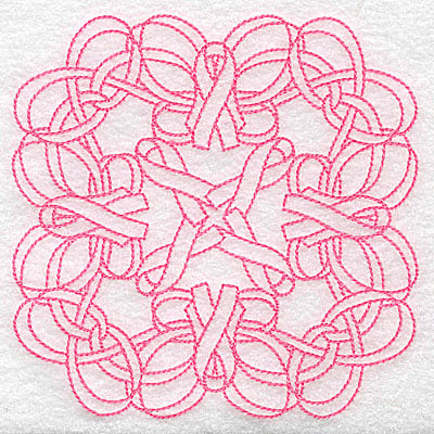 Embroidery Design: Ribbons and bows intertwined redwork large<br> 4.99w X 4.99h