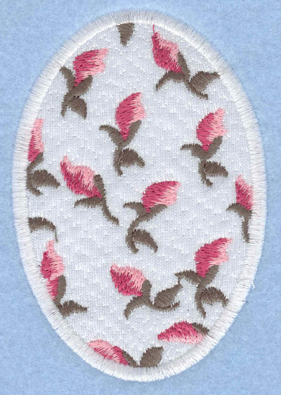Embroidery Design: Easter egg applique large rose buds<br>2.66w X 3.90h