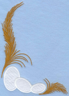 Embroidery Design: Easter eggs applique with feathers<br>5.43w X 7.00h