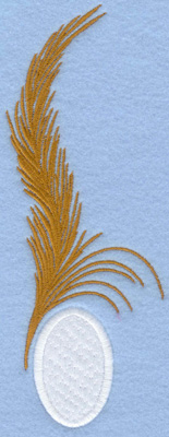 Embroidery Design: Easter egg applique with single feather<br>2.59w X 7.01h