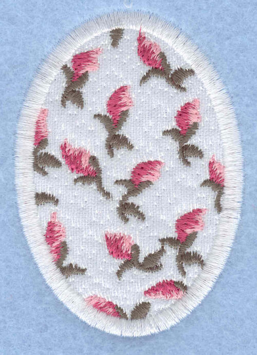 Embroidery Design: Easter egg applique medium rose buds<br>1.91w X 2.74h