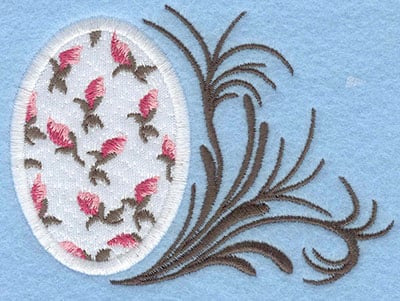 Embroidery Design: Medium rose bud egg with swirl<br>4.07w X 2.95h