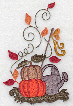 Embroidery Design: Pumpkins and watering can large<br> 3.22w X 5.00h | Embroidery Legacy Embroidery Design: Pumpkins and watering can large<br> 3.22w X 5.00h
