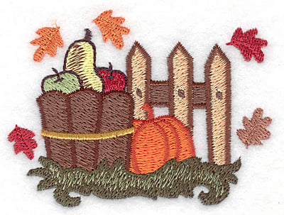 Embroidery Design: Basket with fall harvest<br> 3.31w X 2.49h