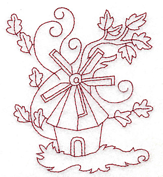 Embroidery Design: Windmill redwork<br> 3.34w X 3.81h