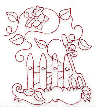 Embroidery Design: Picket fence redwork<br> 3.39w X 3.80h