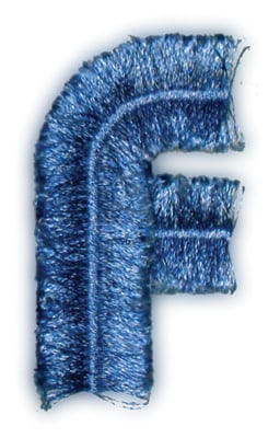 Embroidery Design: Fringe Block Letter F<br>1.36" x 2.50" | Embroidery Legacy Embroidery Design: Fringe Block Letter F<br>1.36" x 2.50"